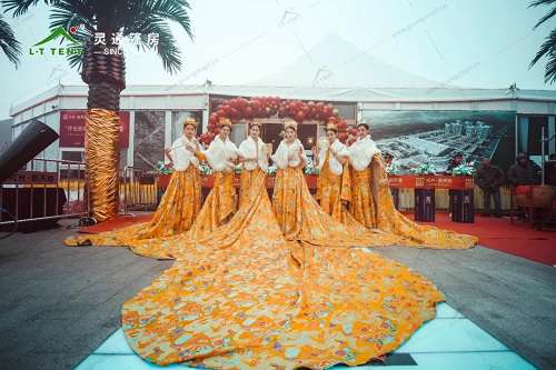 靈通篷房為河南商丘售樓處搭建綠色臨時售樓中心 靈通篷房為河南商丘售樓處搭建綠色臨時售樓中心